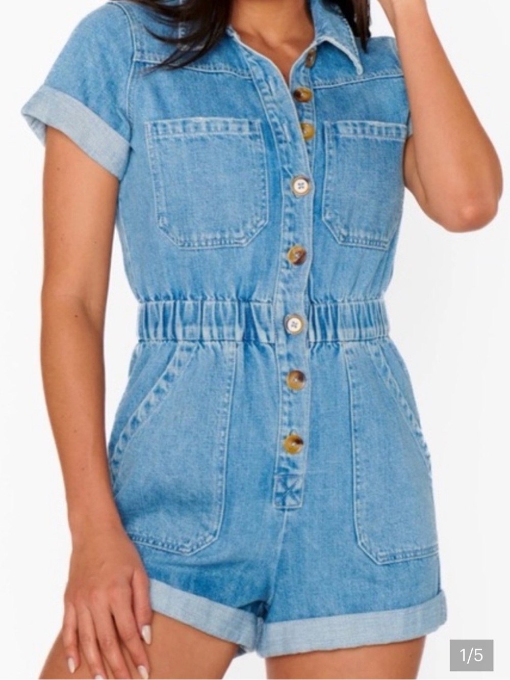 Show Me Your MuMu Light Blue Denim Kids One Piece Romper
